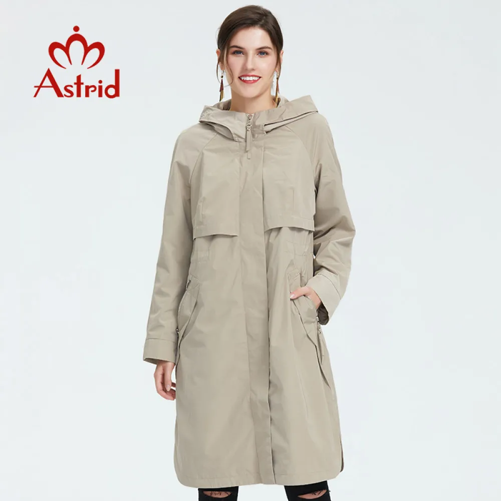 Trench Coat Spring And Autumn Women Causal coat Long Sleeve With Hood Solid color female moda muje High Quality new AS-9046