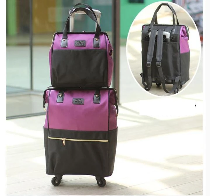 Merk 20 Inch Vrouwen Bagage Tas Set Trolley Tas Reizen Handtas Spinner Koffer Reizen Rollende Bagage Tas Reistas wielen