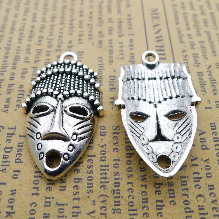 6 Pieces/Lot 20*33mm Alloy Antique Silver Witch Face Charm Pendant For Necklace Jewelry DIY Making Findings