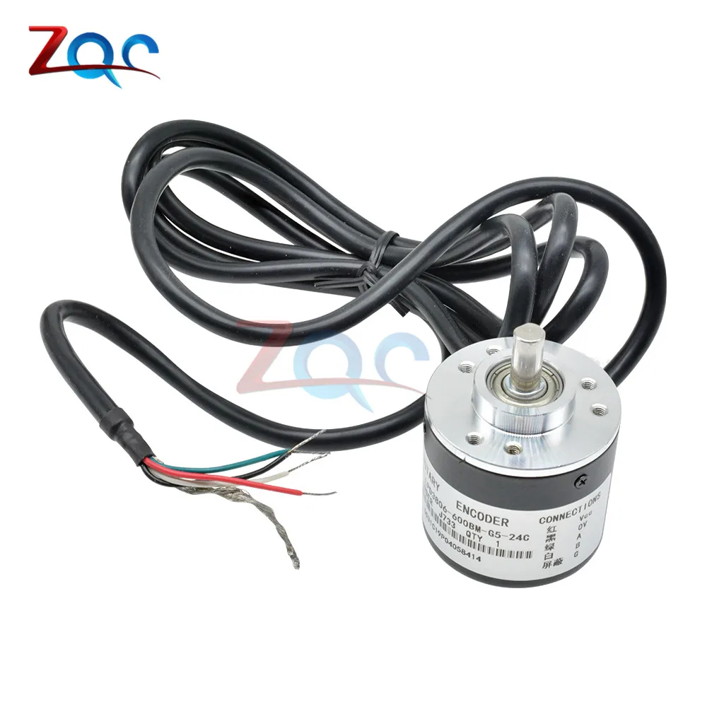 360P/R 600P/R Encoder DC 5V-24V Encoder 360p 600p Incremental Rotary AB 2 Phases 6mm Shaft Suit For Displacement Measurement