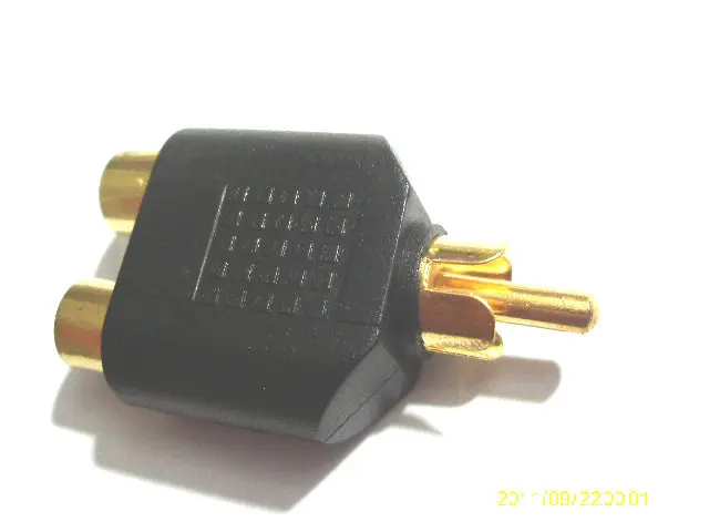 100 pcs Gold Plated RCA Adapter Audio Y Splitter Plug 1 Male to 2 Female New