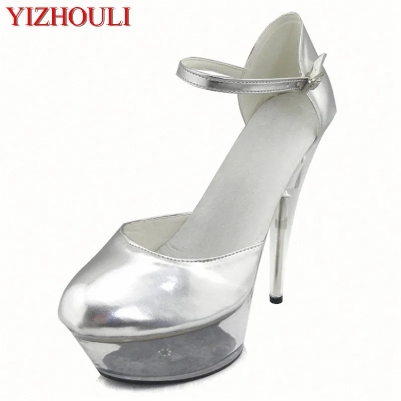 

15cm Ultra High Heels Single Shoes Transparent Crystal Shoes 6 Inch Bridal Fashion Exotic Dancer Shoes