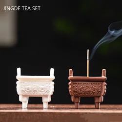 Tea Ceremony White Porcelain Tea Pet Decoration Creative Purple Clay Incense Burner Tea Art Ornament Home Tea Tray Decor Crafts