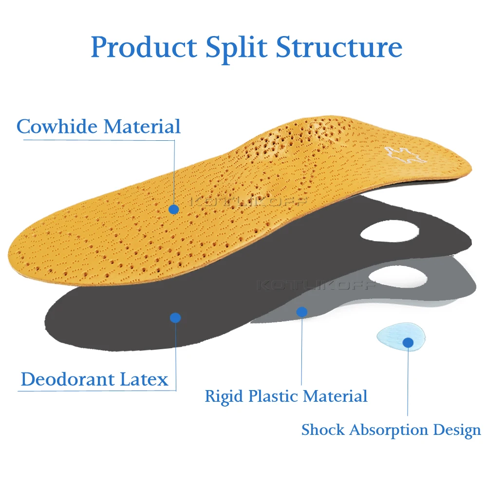 Leather Orthopedic Insoles For Shoes Flatfoot Arch Support Orthopedic Pad Massage Cushion Deodorization Shoe Pad Set For Care