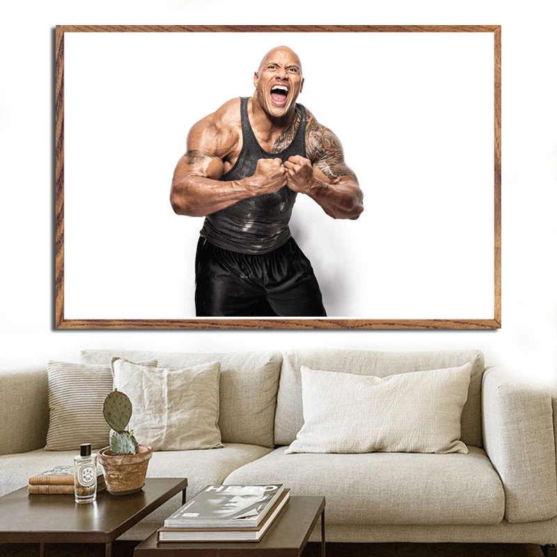 The Rock Dwayne Johnson Workout Fitness Bodybuilding Muscle Art Painting Silk Canvas Poster Wall Home Decor