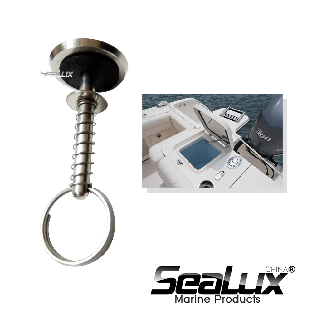 

Sealux Marine Grade Stainless Steel Hatch Cover Pull Handle with Spring Hidden Pin Button for Boat Yacht Storage Fishing