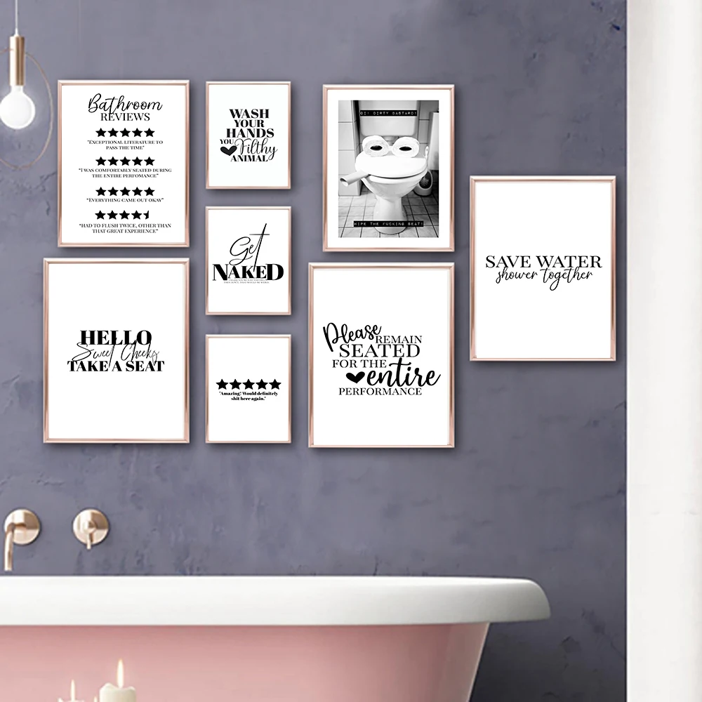 Animal In Toilet Poster Funny Bathroom Rules Sign Nordic Wash Your Hand Prints Humour Pictures Get Naked Bathroom Home Decor