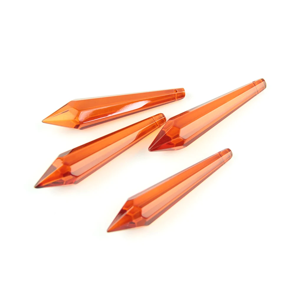 38MM/63MM/76MM Orange K9 Crystal Chandelier Pendants Prisms Cut&Faceted Glass U-Icicle Drops For Cake Topper Decoration