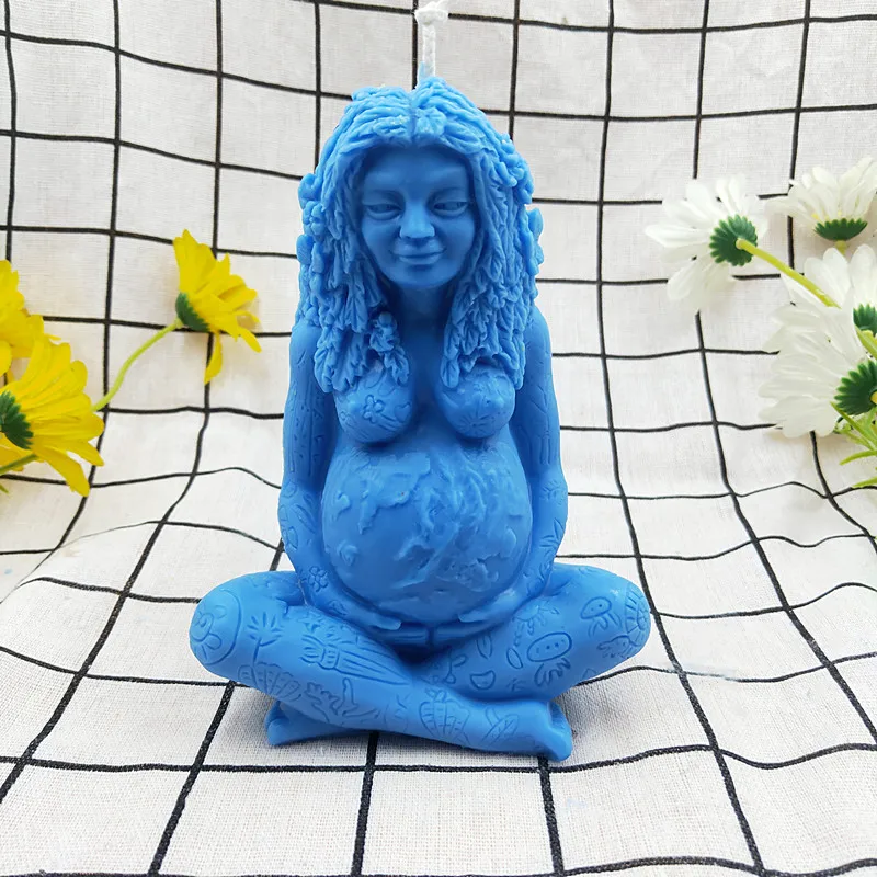 Silicone Mold  Warmly Smiling  Sitting Mother Earth  Candle Making Kit  Gaia Mom Handmade 3D Silicone Clay Resin Mould