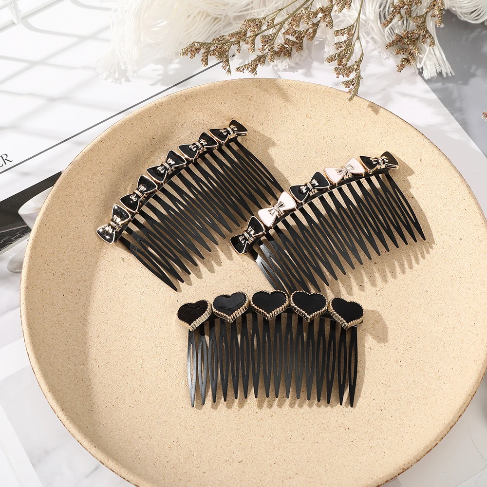 Women 16 Teeth Hair Combs Girl\'s Bangs Clips Top Hair Fixed Hairpins Rhinestone Pearl Hair Clip Bun Barrettes Hair Accessories