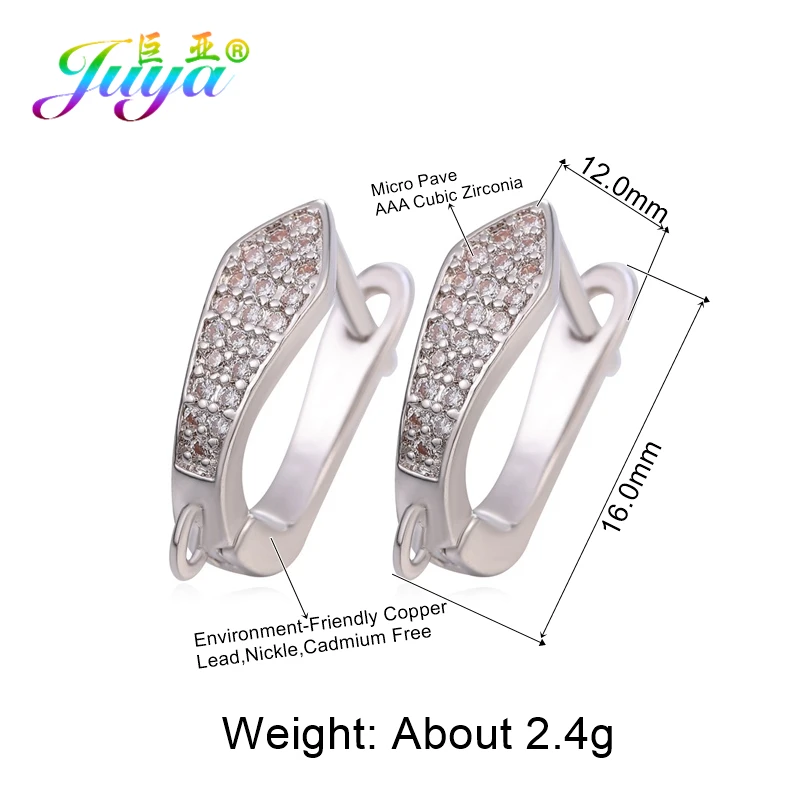 Juya DIY Women Earrings Making Accessories 18K Gold Silver Plated Basic Bale Earwires Earring Fixtures Hooks Supplies