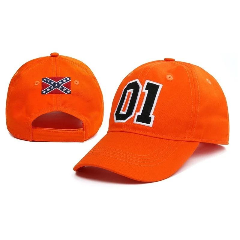 General Lee 01, bestickte Baumwolle, Cosplay-Mütze, Orange, Good OL' Boy Dukes, Baseballkappe, verstellbar, lässiges Sportbekleidungszubehör