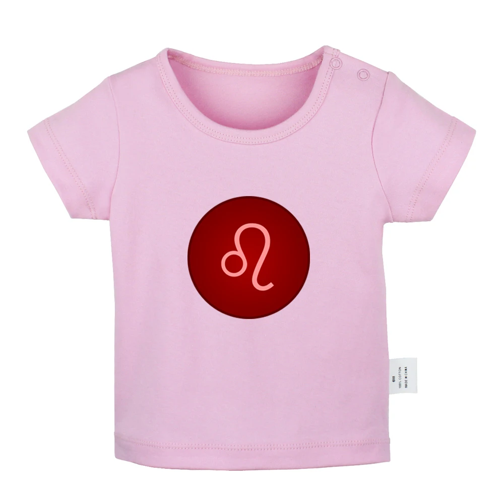 

12 Constellation For Leo Symbol July 23 to August 22 Newborn Baby T-shirts Toddler Graphic Solid Color Short Sleeve Tee Tops