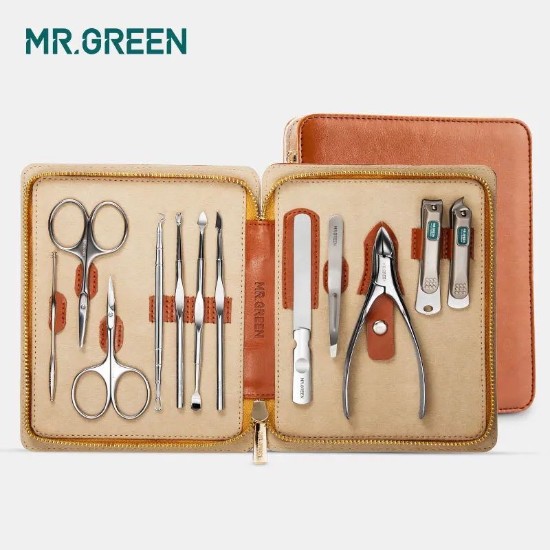 MR.GREEN 12 in1 Manicure Set Stainless Nail Clippers Cuticle Utility Manicure Set Tools Nail Care Grooming Kit Nail Clipper Set