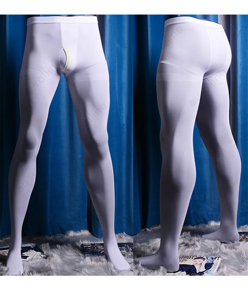 Mature Man Tights 80D Male Tights Pantyhose Fantasy Open Up For Penis Urine Male Pantyhose Semi Opaque Working Tights