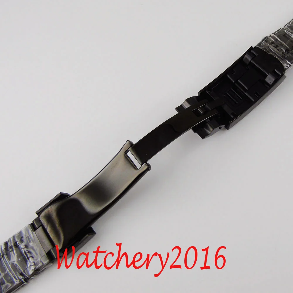 Full Black PVD Coated Replaced Watch Bracelet Watch Band Deployment Clasp 20MM width Lug for 40MM men watch