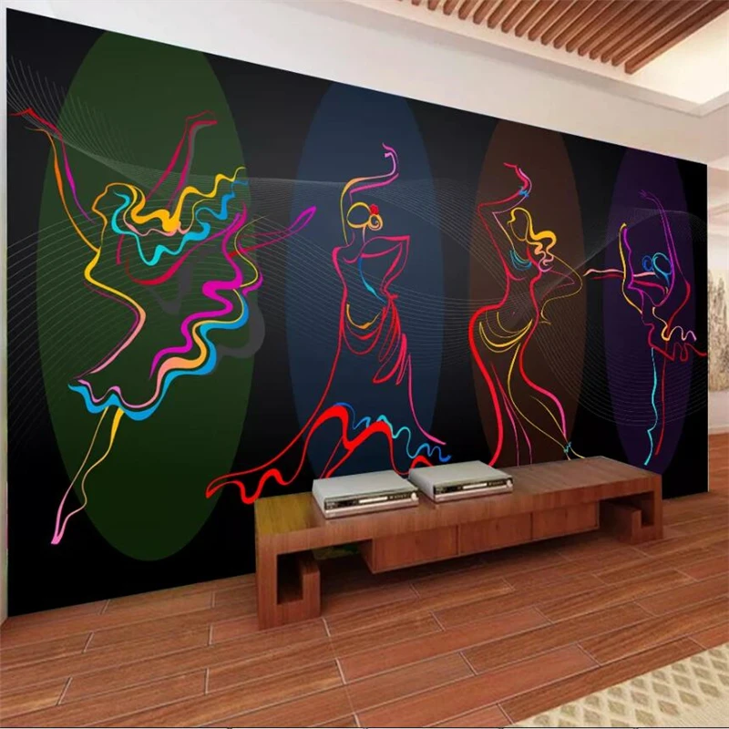 

wellyu Customized large murals, stylish home decoration, artistic conception, four beautiful women in the abstract dance wall