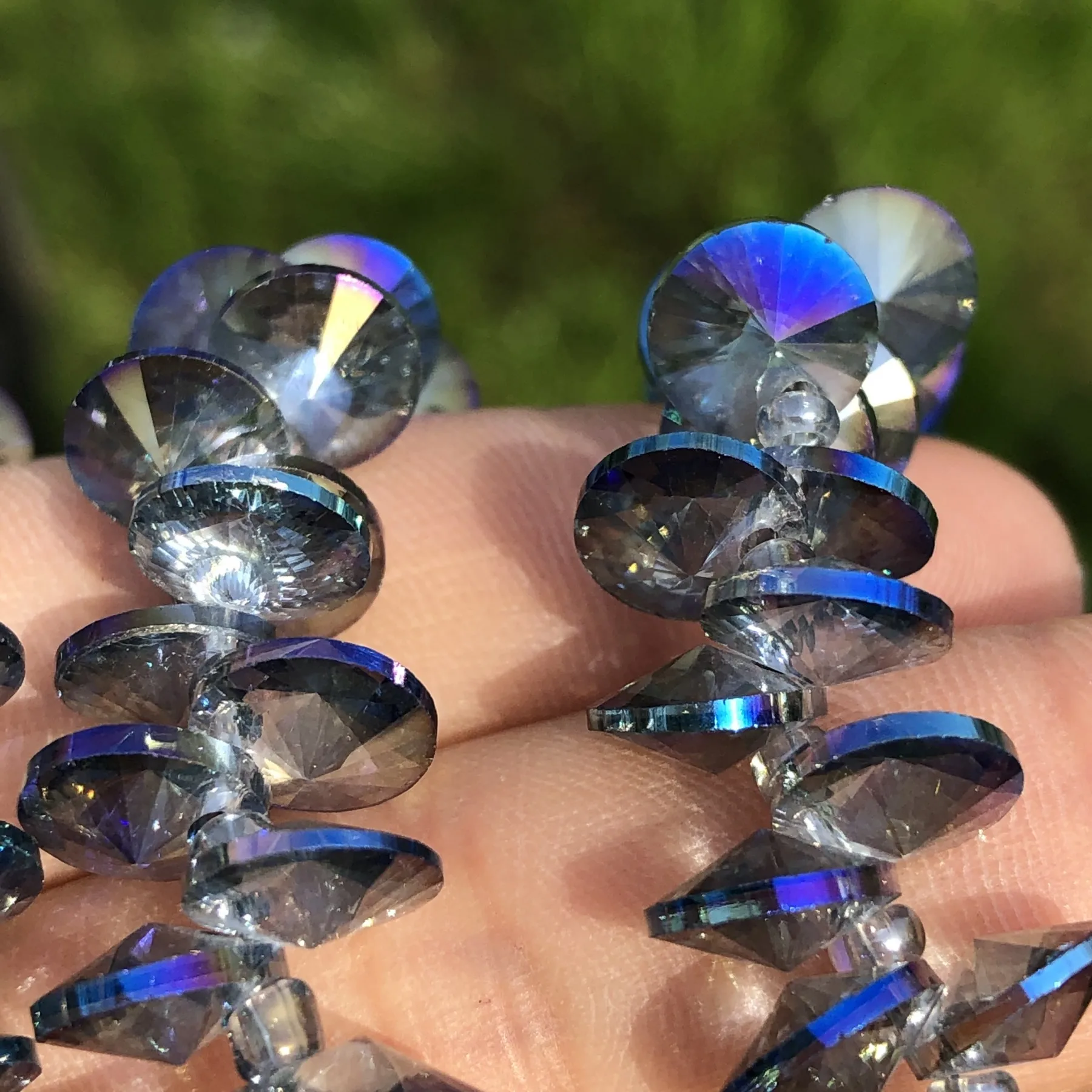 Blue Multicolor Satellite Drill Oblate Rondelle Crystal Glass Bead Jewelry Making Side Hole Beads Diy Bracelet Ear Accessories