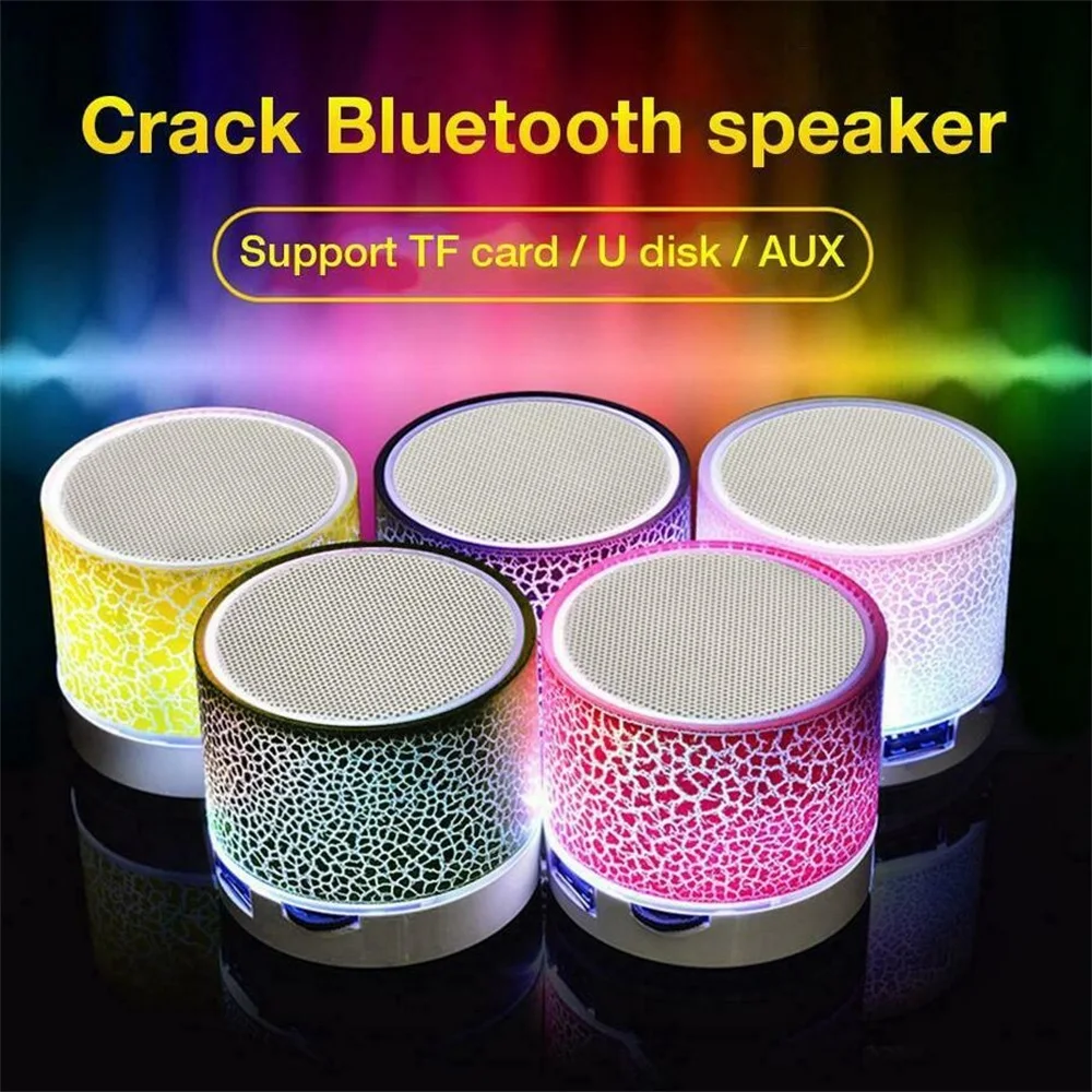 Mini Wireless Bluetooth Speaker Loudspeaker LED Colorful Light Crack Sound Audio Portable Subwoofer Support TF Card MP3 Player