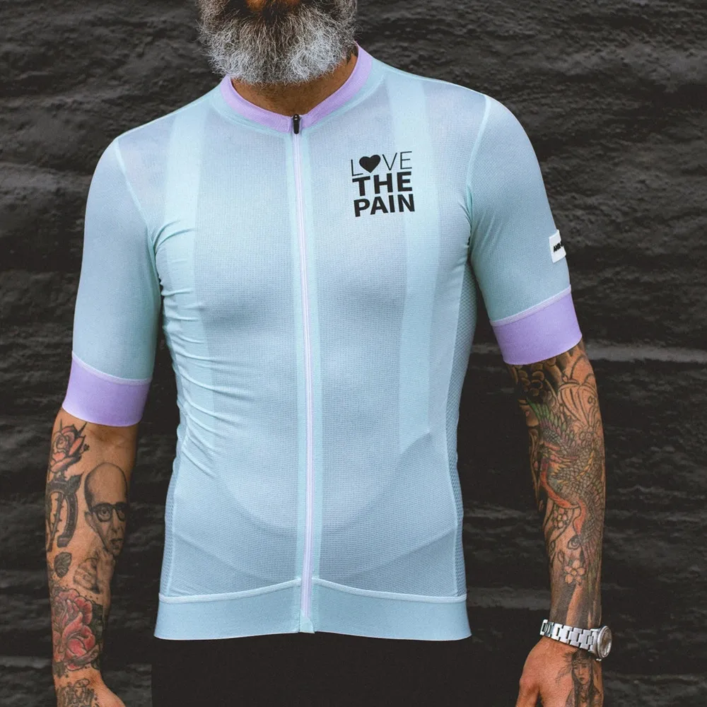 Amor a dor dos homens manga curta camisa de ciclismo mtb camisa secagem rápida respirável verão triathlon topo maillot ciclismo hombre