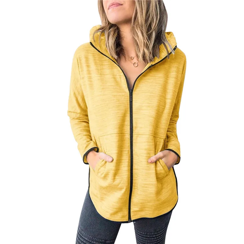 Sweat-shirt à capuche avec fermeture éclair pour femmes, manteau de loisirs en mélange de coton, pour Jogging, automne et hiver, 1 pièce