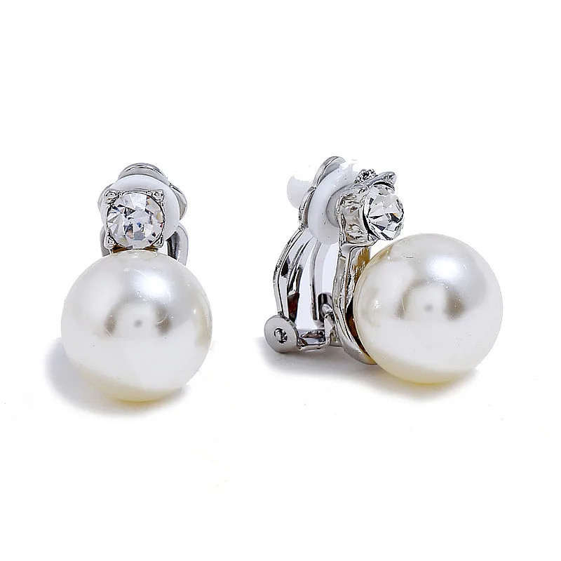 GRACE JUN 2 Colors Choose Faux Pearl Clip on Earrings Without Pierced for Women Hot Sale Cuff Earrings Trendy Jewelry Ear Clip