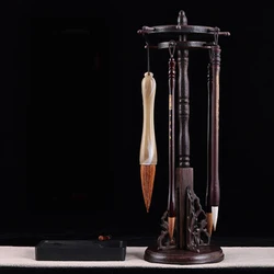 Useful Wood Pen Holder Calligraphy Brush Pen Hanger 12 Hooks Solid Wood Brush Pen Hanging Art Calligraphy Supplies