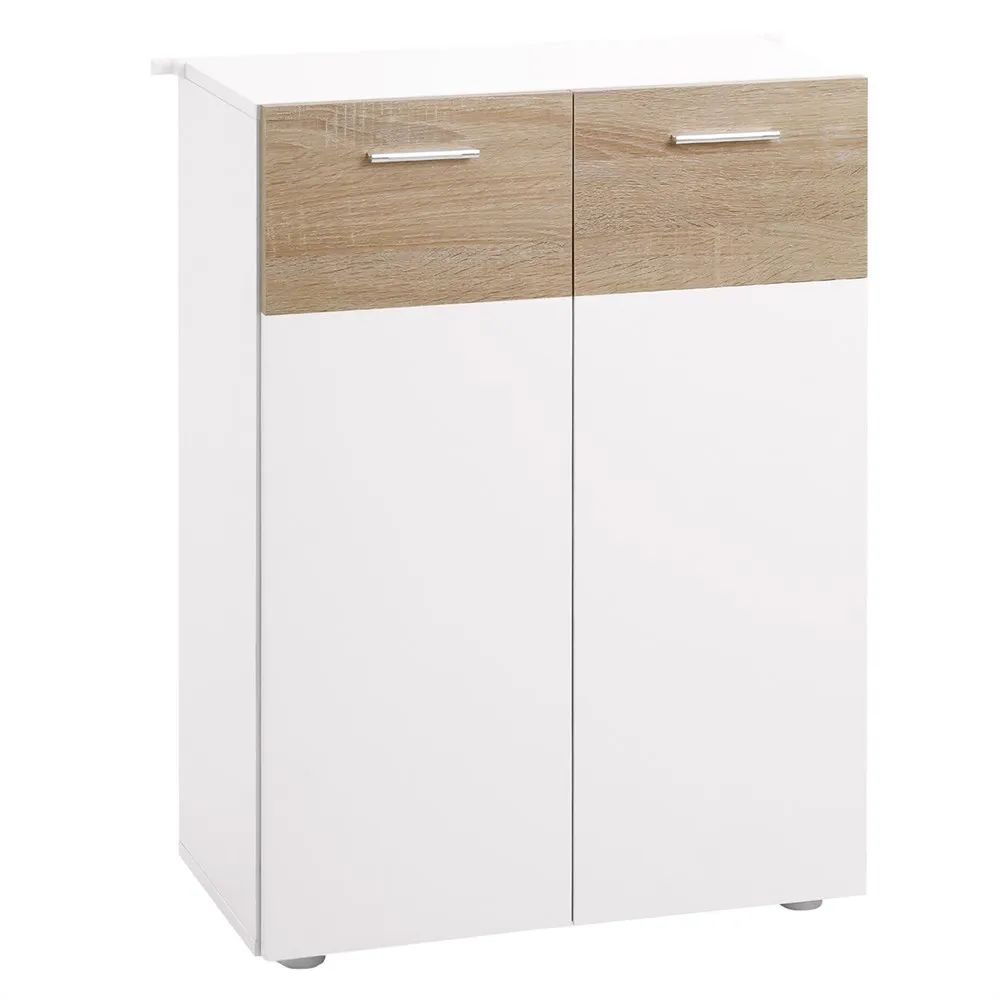 Kleankin floor cabinet for bathroom with 2 doors and adjustable interior shelves multipurpose wooden auxiliary furniture for living room kitchen dining room 60x30x85 cm White