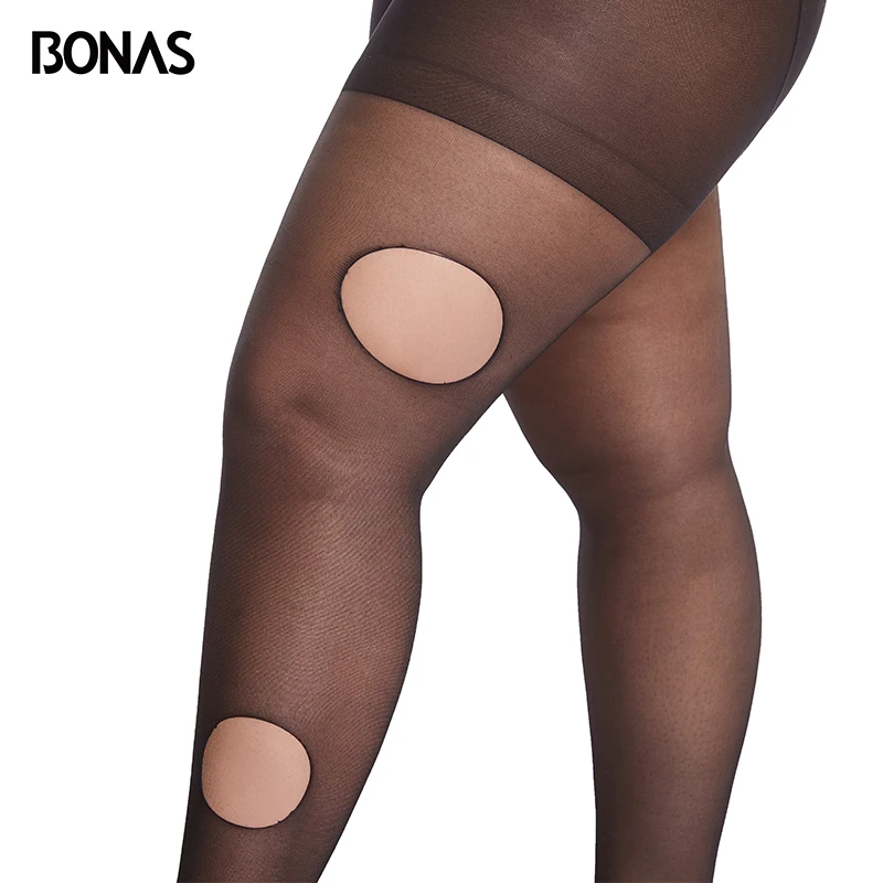 BONAS 15D XXXL Female Pantyhose Plus Size Tights Nylon Tear-resistant Women's Sexy Arbitrary Cut Stockings Collant Femme Tights