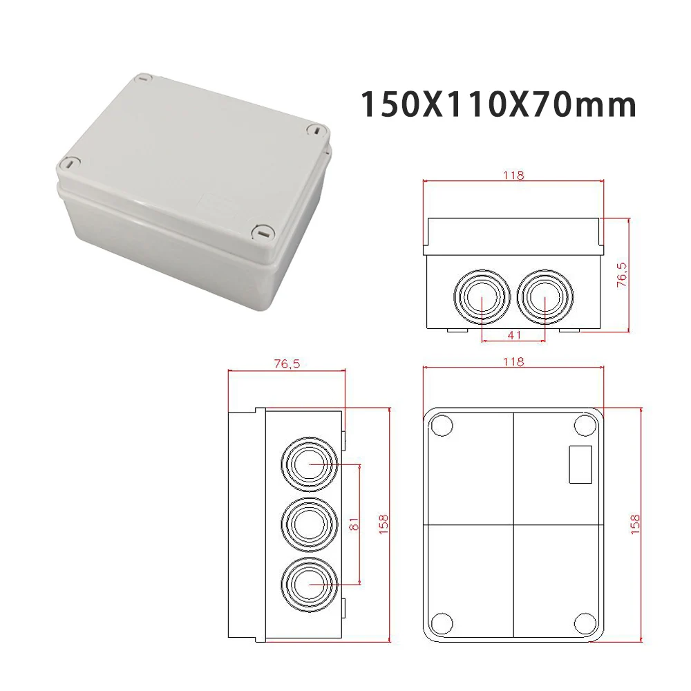 150x110x70 Waterproof Junction Box Wholesale ABS Plastic IP65 DIY Outdoor Electrical Connection Box Cable Branch Box Normal