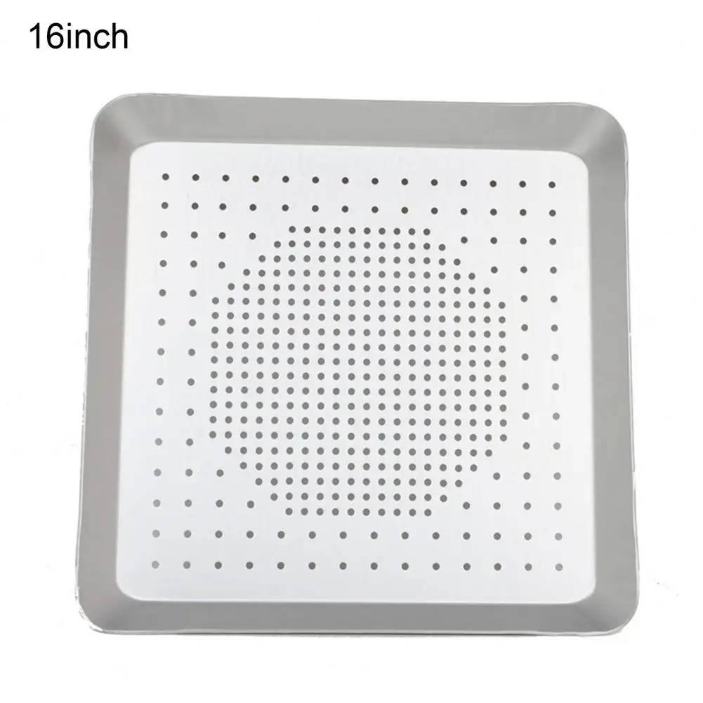 8/9/10/12/15 16 Inch Pizza Pan Baking Dishes Square Non-Stick Aluminium Alloy Punching Mesh Pizza Baking Pan Tray Kitchen Tool