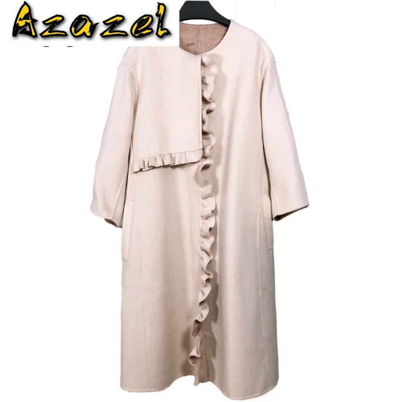 Spring Autumn Wool Coat Women Clothes 2020 Korean Vintage Long Woolen Jacket Loose Ladies Coats Casaco Feminino N8056 ZT2792