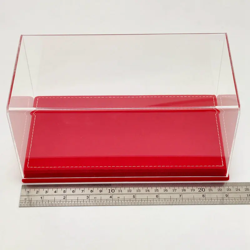 Acrylic Case Thicken Display Boxes Transparent Dustproof Models Car Toys Red Flannel Bottom