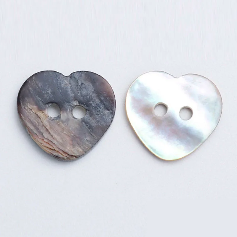 20pcs Natural Shell Sewing Buttons Color Mother of Pearl MOP Round Shell 2 Hole Star Heart Flower Shape Button Sewing Accessory