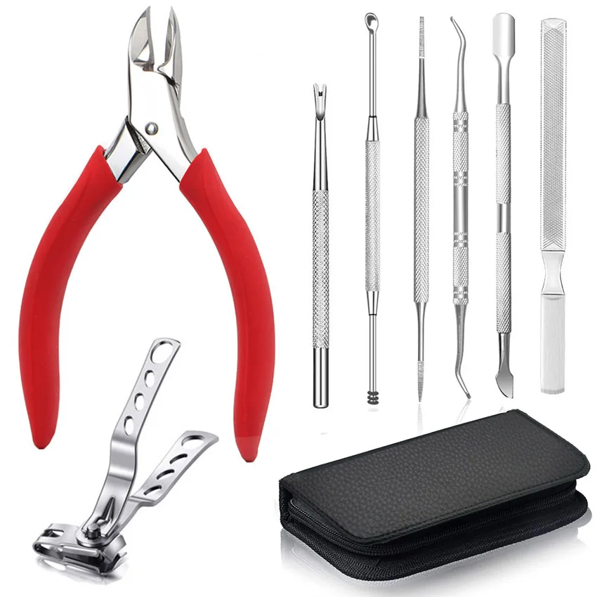 

Manicure Tools Kit Pedicure Nail Clipper Cutter Set Nipper Pedicure Cuticle Scissors Ingrown Toenail Correction With Bag Red