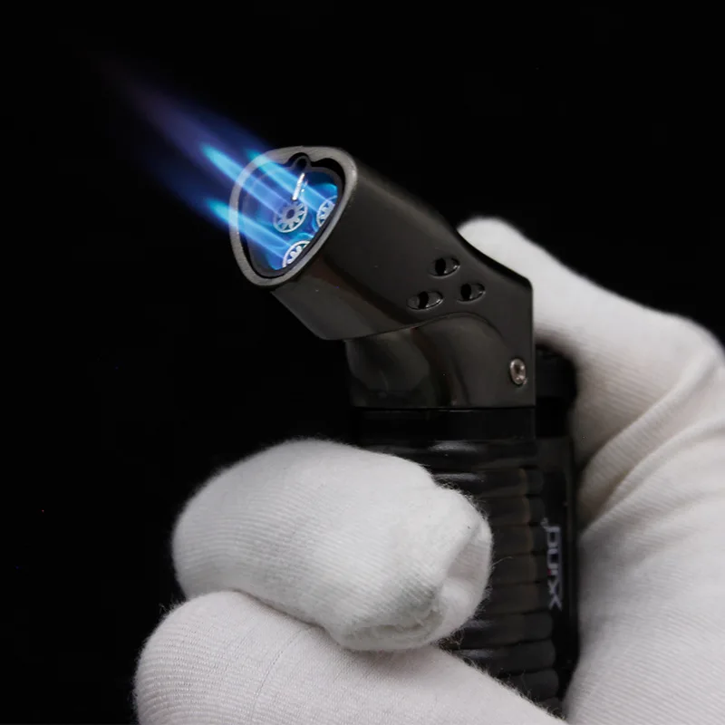 Windproof Blue Flame Cigar Lighters Mini Triple Torch Jet Lighter Butane Fuel Visible Smoking Gadget