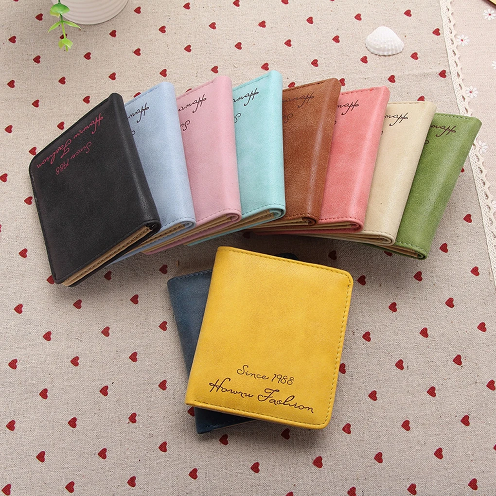 Funda de cuero sintético para chica, cartera bonita para tarjetas