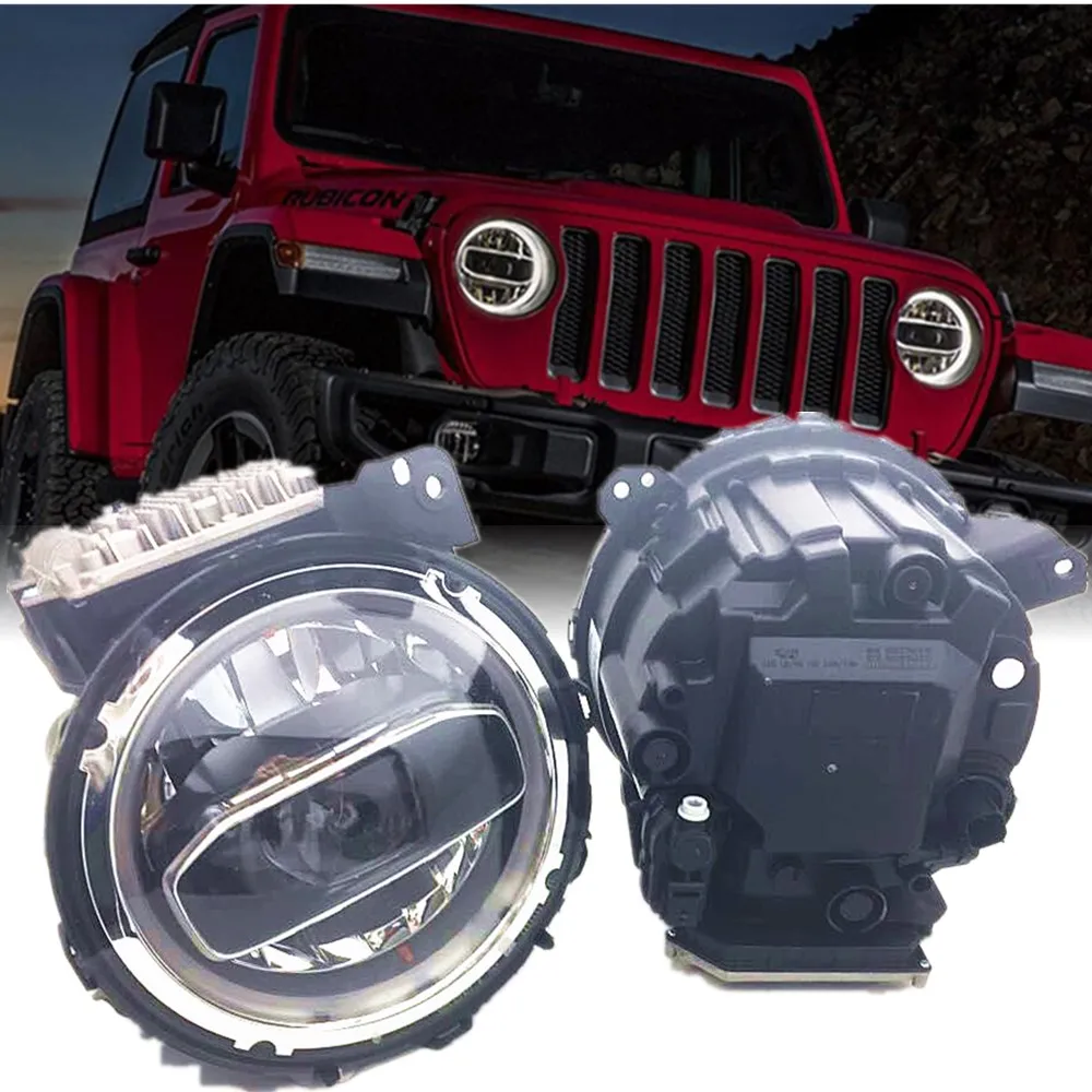 

2pc LED Headlights For Jeep Wrangler JL Gladiator JT 2018-2020 Led Car Lights Angel Eyes Fog lights LED Daytime Running Lights