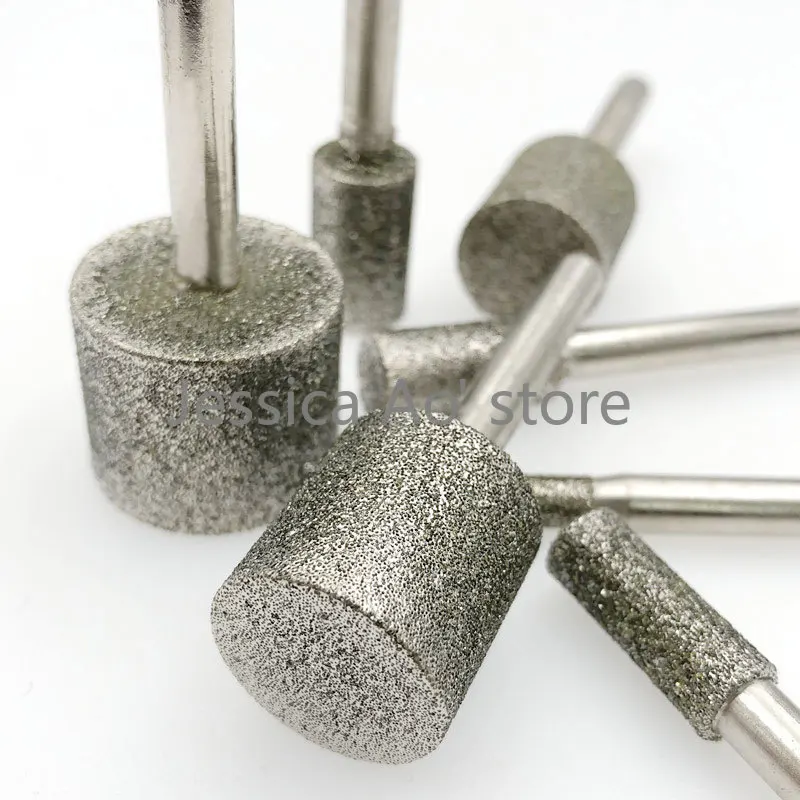 2-10 pz 5-30mm 60 grana sabbia grossa diamante testa di macinazione utensile elettrico punte di levigatura taglierine di granito cilindriche strumento di intaglio della pietra