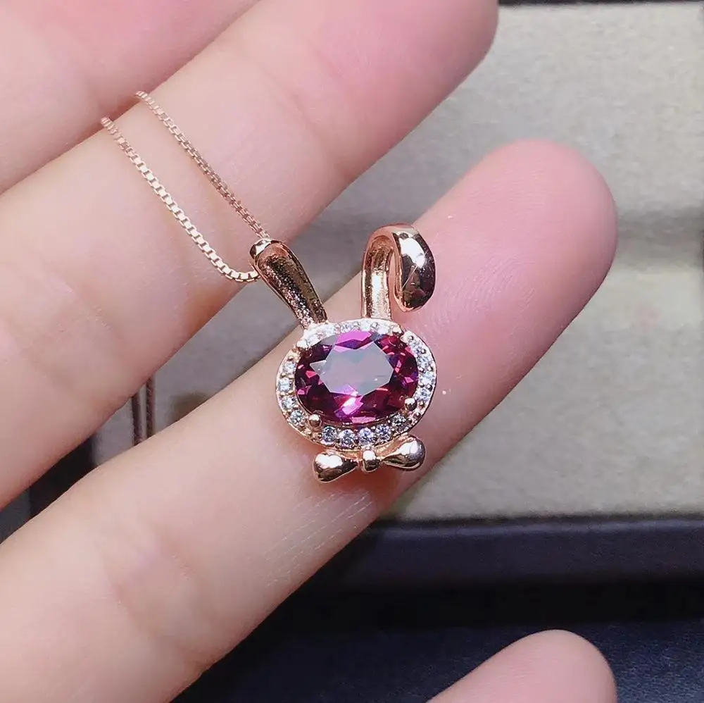 

KJJEAXCMY fine jewelry natural garnet 925 sterling silver new women pendant necklace chain support test luxury hot selling