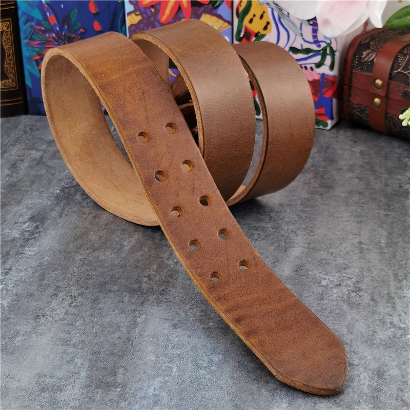 43MM Double Pin Belt Buckle 125CM-135CM Long Belt Thick Leather Belt Men Ceinture Homme Cowboy Jeans Yellow Waist Belt  MBT0018N