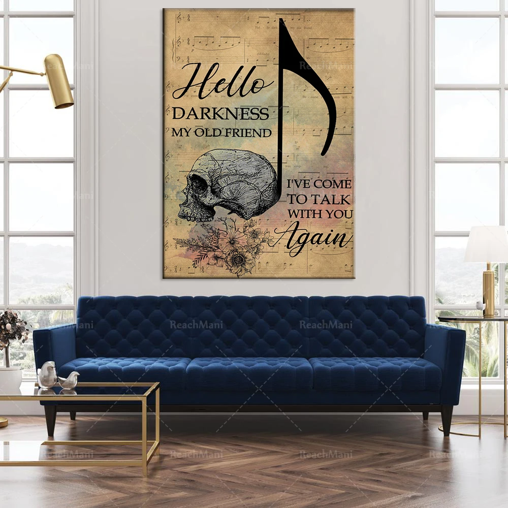 Skeleton hello dark my old friend I'm here to talk to you again poster life home decoration poster