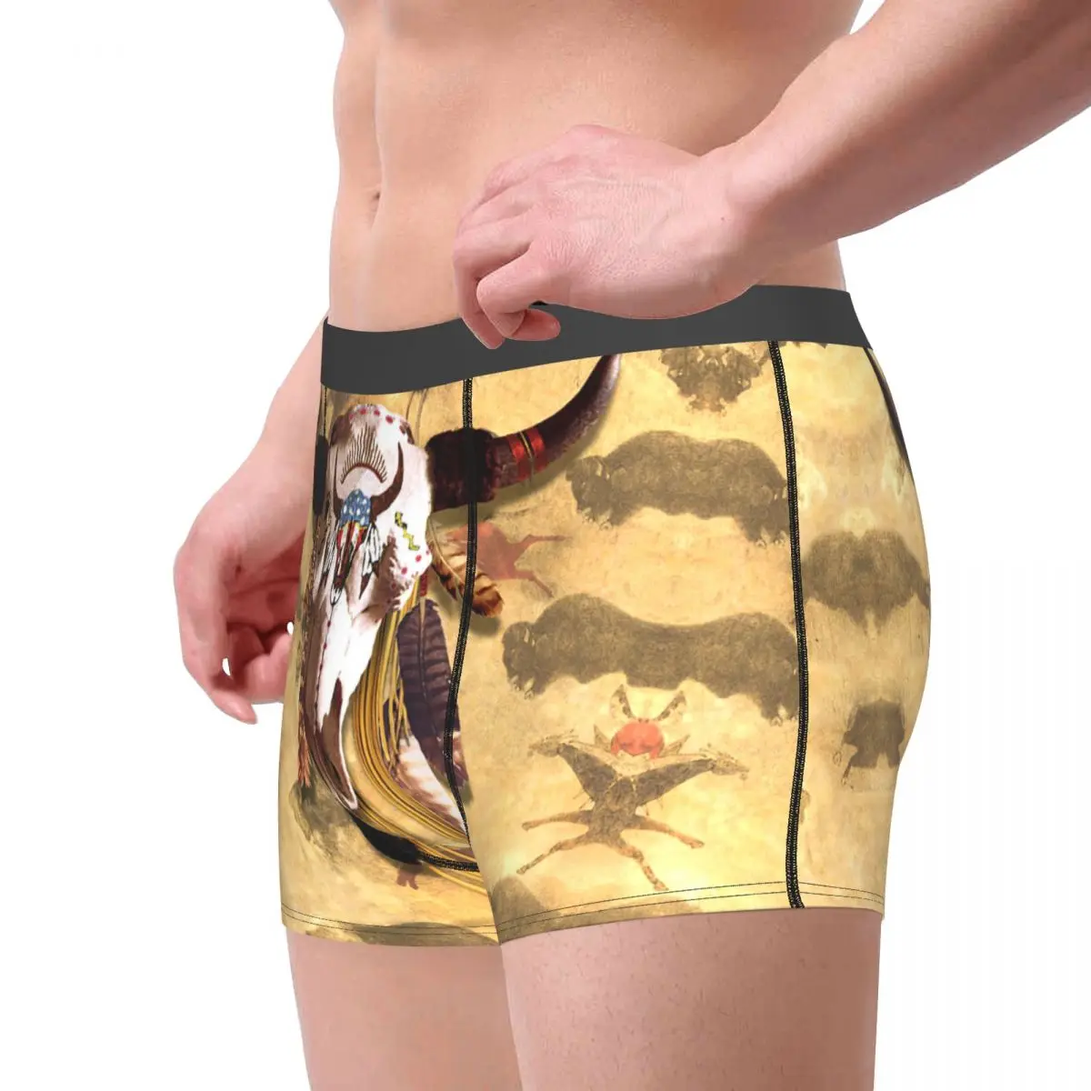 Buffalo Soldier Skull Underpants Breathbale Panties Male Underwear Print Shorts Boxer Briefs