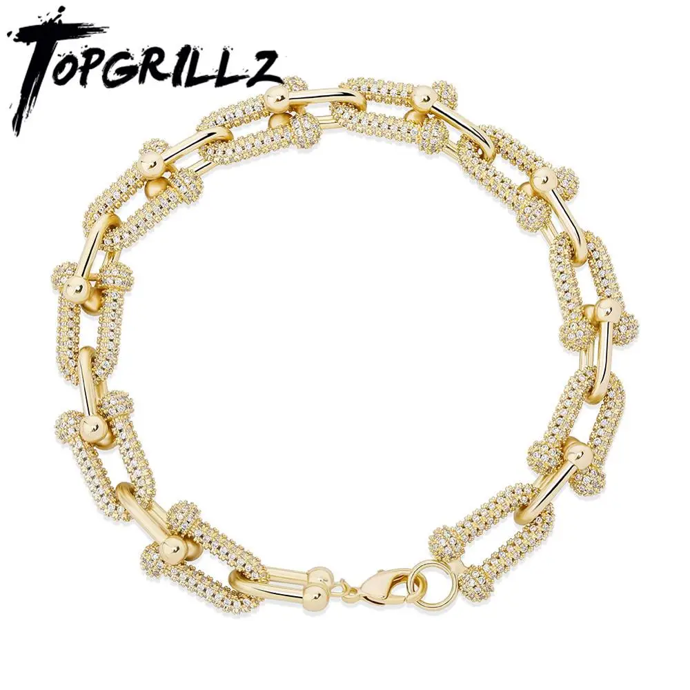 

TOPGRILLZ 12mm Personalised Bracelet High Quality AAA + Cubic Zirconia Copper Chain Lobster-claw-clasps Hip Hop Jewelry For Gift