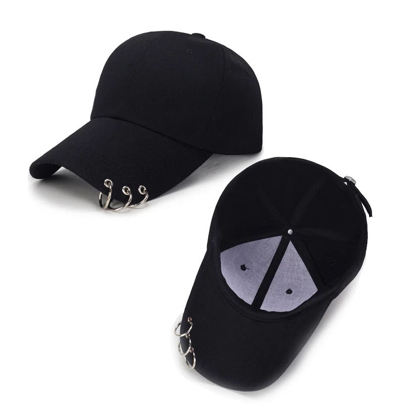 Metal Rings Baseball Caps Adjustable Snapback Hats Unisex Hip Hop Fashion Golf Tennis Cap Casual Panama Sports Headwear Sun Hats