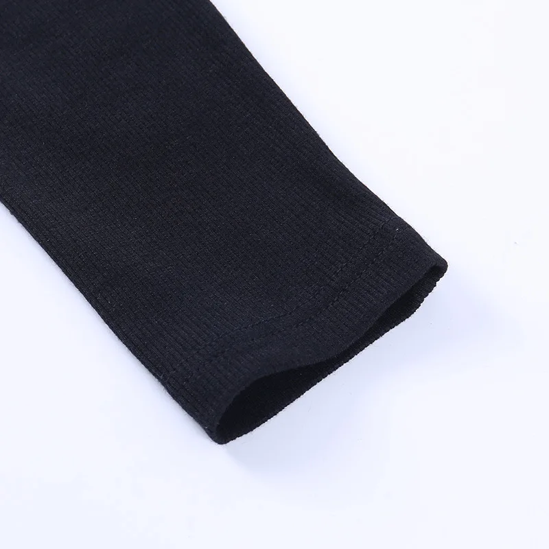 Autumn Women T-Shirt Hollow Out Solid Black White Long Sleeve Knitted Tee Tops Casual Slim O Neck 2024 Fashion T Shirt
