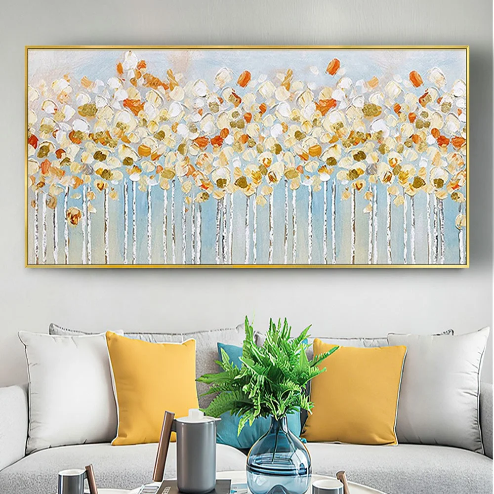 

Colorful Flower Hanging Poster Hand-Painted Abstract Oil Painting On Canvas Wall Art Pictures For Living Room Sofa Home Decor