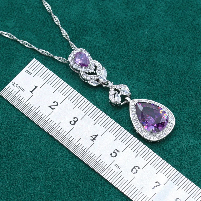 New Arrivals 925 Silver Jewelry Sets for Women Purple Zircon Bracelet Earrings Necklace Pendant Ring Dating  Gift