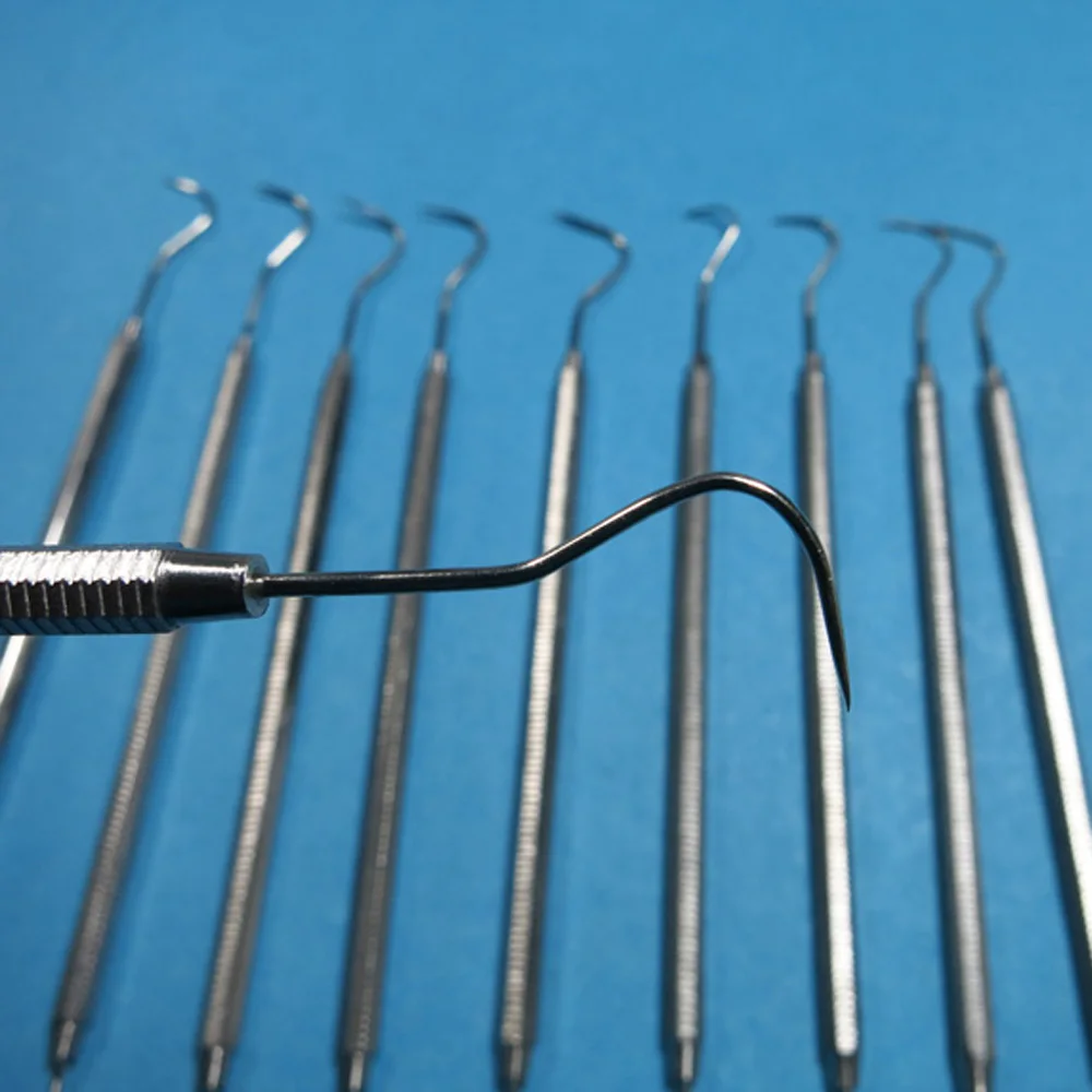 10pcs dental stainless steel probe oral examination apparatus