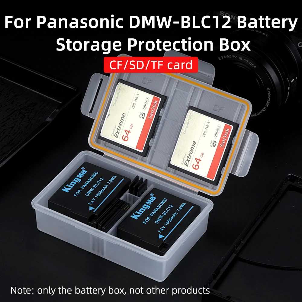 

KingMa DMW-BLC12 Battery Plastic Case Holder Storage Box For Panasonic Lumix DMC-G85 G5 G6 G7 GX8 G80 GH2 FZ300 FZ2500